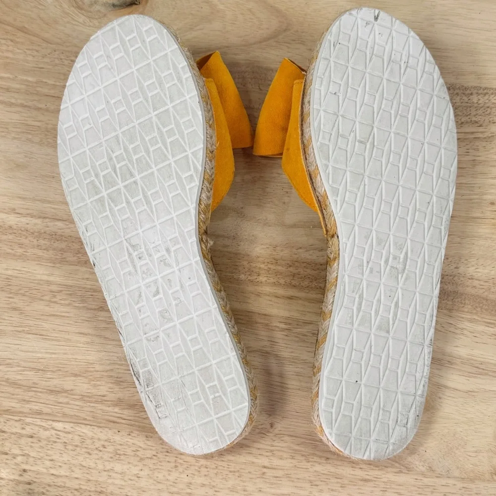 Kate Spade Bow Top Suede Espadrille‎ Slide Sandals Yellow 7.5
